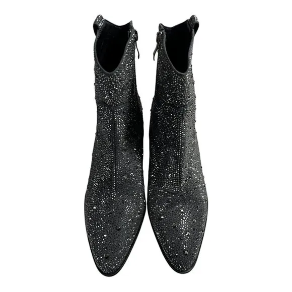Azalea Wang Women's Black Rhinestones Ankle Boot Sz: 7.5