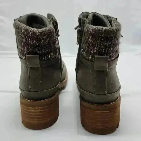 B-52 By Bull Boxer Womens Lace Up Side Zip Textile Heeled Short Boots Green Sz 8