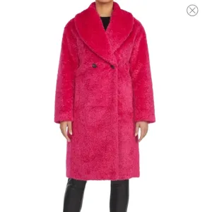 Badgley Mischka Size S - Pink Women’s‎ faux fur double breasted coat.