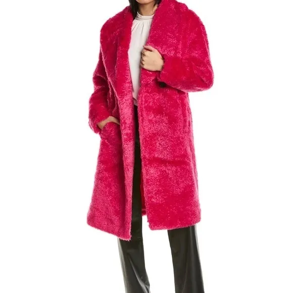 Badgley Mischka Size S - Pink Women’s‎ faux fur double breasted coat.