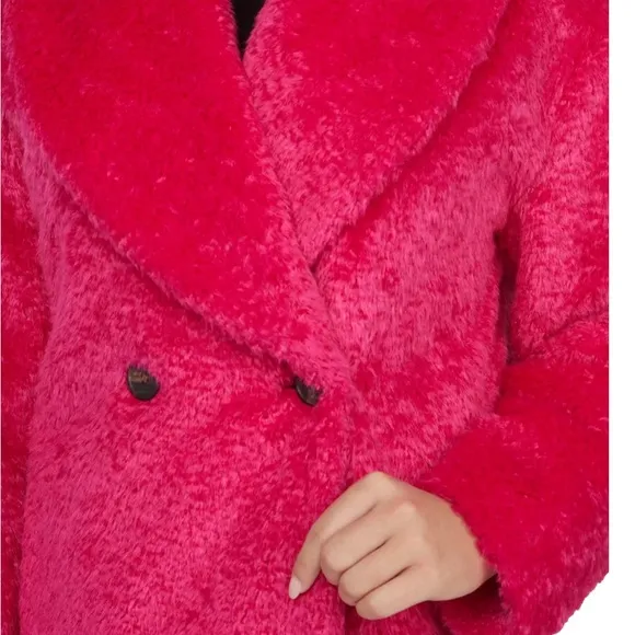 Badgley Mischka Size S - Pink Women’s‎ faux fur double breasted coat.