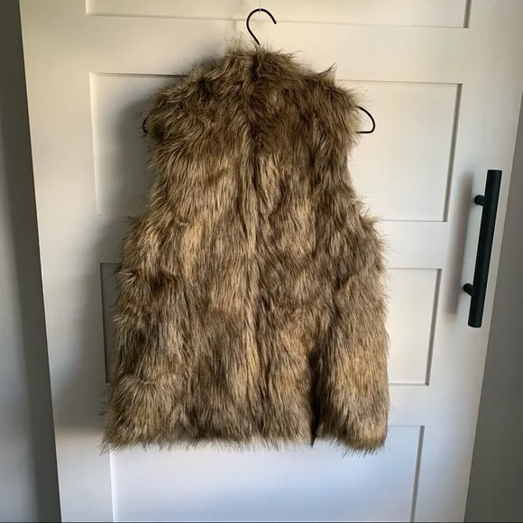 BANANA REPUBLIC | EUC Brown Faux Fur Lined Vest with Pockets Small