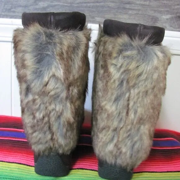 BARBO BOOTS LADIES FAUX SUEDE &amp; FAUX FUR BOOT RED &amp; BLACK