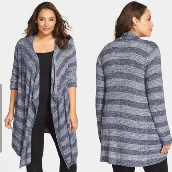 Barefoot Dreams Cozychic Lite Calypso Wrap Striped Blue