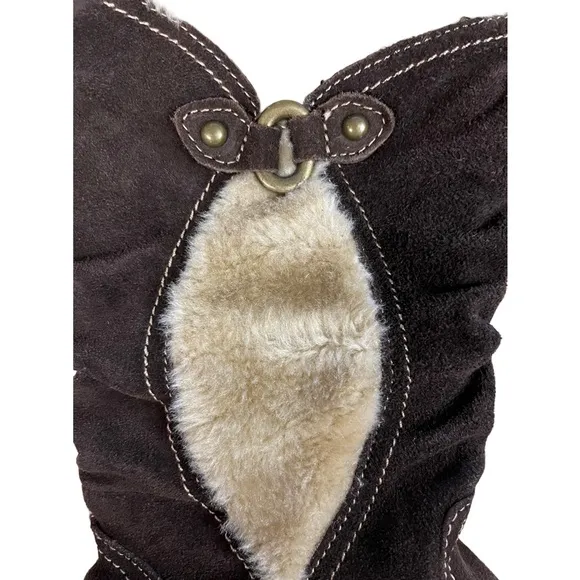 BareTraps Ellery Brown Suede Leather Vegan Faux Fur Lining Full-zip Winter Boots