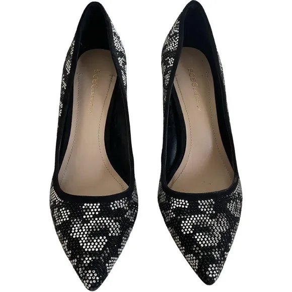 BCBG Generation Black Sequin Heels Size 7.5