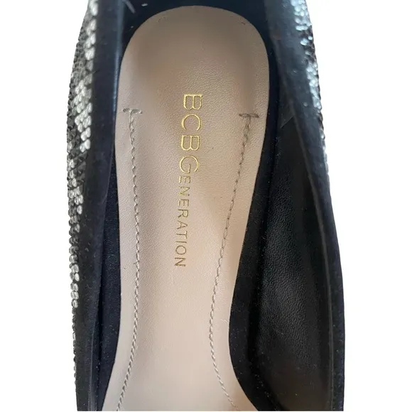 BCBG Generation Black Sequin Heels Size 7.5
