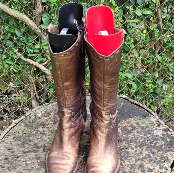 BCBGirls Leather Cowboy Boots Bronze Washed Metallic 7.B