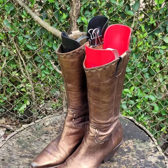 BCBGirls Leather Cowboy Boots Bronze Washed Metallic 7.B