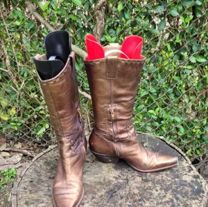 BCBGirls Leather Cowboy Boots Bronze Washed Metallic 7.B
