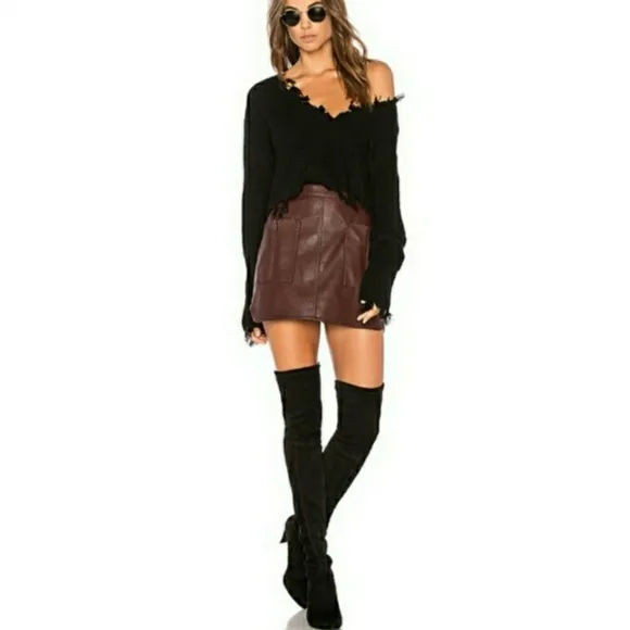 BCBGMAXAZRIA Bordeaux Burgundy Skirt With Front Pockets and Zippers 2 XSmall NWT