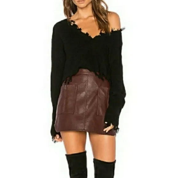 BCBGMAXAZRIA Bordeaux Burgundy Skirt With Front Pockets and Zippers 2 XSmall NWT