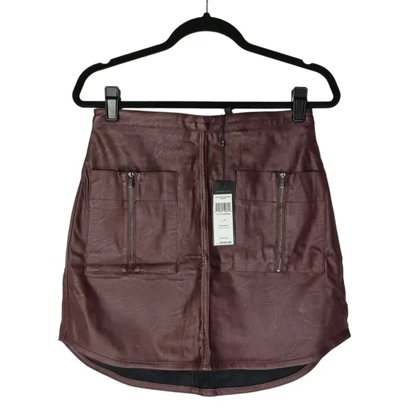 BCBGMAXAZRIA Bordeaux Burgundy Skirt With Front Pockets and Zippers XSmall NWT