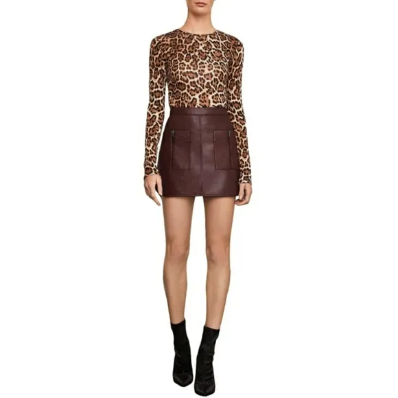 BCBGMAXAZRIA Bordeaux Burgundy Skirt With Front Pockets and Zippers XSmall NWT