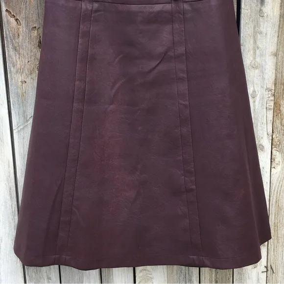 BCBGMaxAzria Vintage Y2K Faux Leather Midi Skirt Burgundy 4