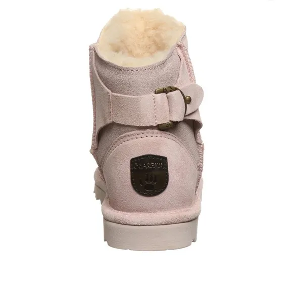 Bearpaw Betty Pull On Fur Lined Short Boots Size 8 Taupe Brown Tan NWT No Box