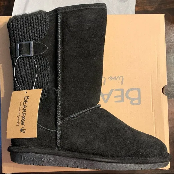 BEARPAW Boots! Black Suede! Stella! NIB! Size 10