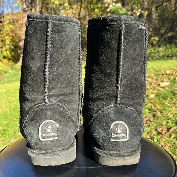 Bearpaw Emma Short Boots sheepskin/wool blend lining, black, size 7