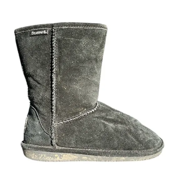 Bearpaw Emma Short Boots sheepskin/wool blend lining, black, size 7
