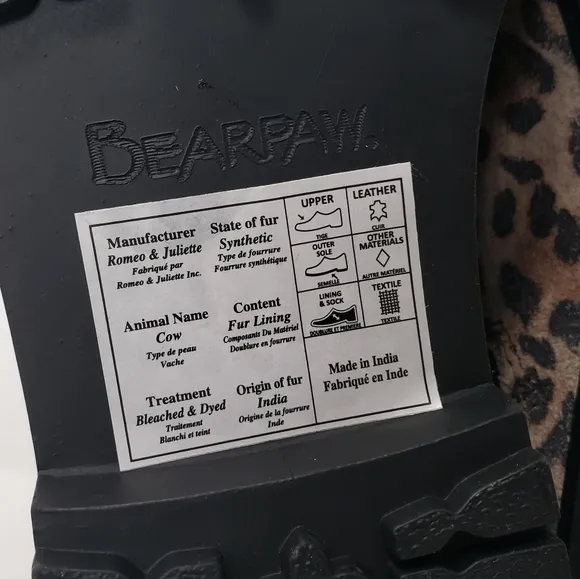 BearPaw Womens Vanna Suade Faux Fur Lace Up Leopard Print Boots Size 7