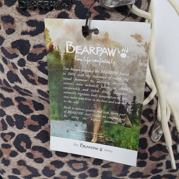 BearPaw Womens Vanna Suade Faux Fur Lace Up Leopard Print Boots Size 7
