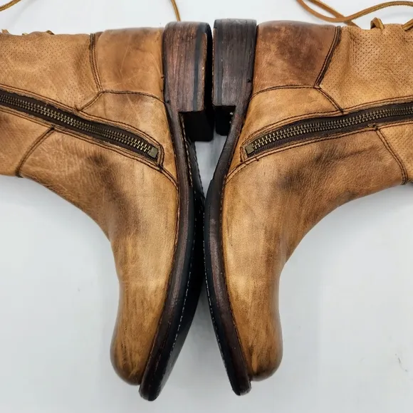 Bed Stu Cheshire Cobbler Serie Leather Rear Lace Up Boots In Tan Glove Size 8
