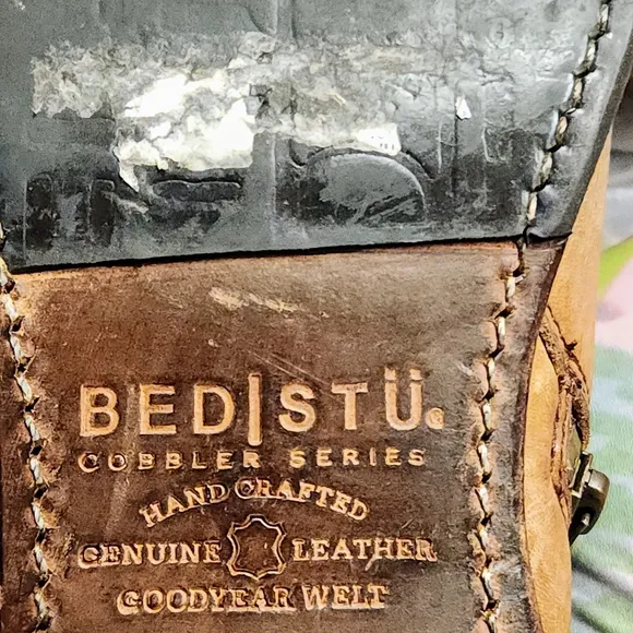 Bed Stu Cheshire Cobbler Serie Leather Rear Lace Up Boots In Tan Glove Size 8
