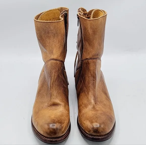 Bed Stu Cheshire Cobbler Serie Leather Rear Lace Up Boots In Tan Glove Size 8