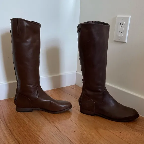 Belle Sigerson Morrison Genuine Leather Brown Knee High Riding Boots Size 8.5