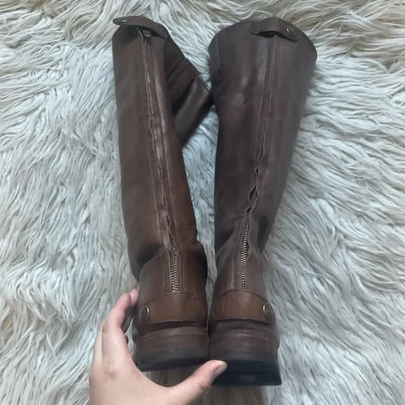 Belle Sigerson Morrison Genuine Leather Brown Knee High Riding Boots Size 8.5