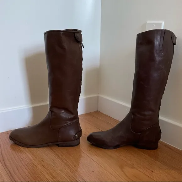 Belle Sigerson Morrison Genuine Leather Brown Knee High Riding Boots Size 8.5