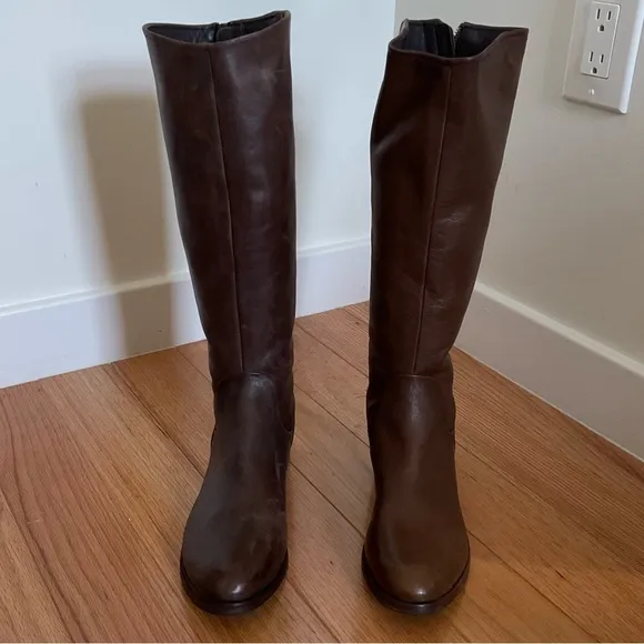 Belle Sigerson Morrison Genuine Leather Brown Knee High Riding Boots Size 8.5