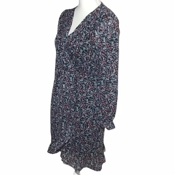 Beltaine Chiffon Floral Print Flounce Long Sleeve Dress Size Small