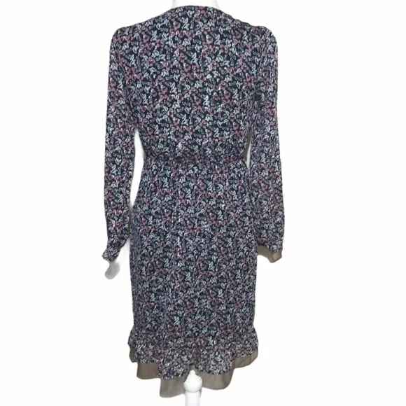 Beltaine Chiffon Floral Print Flounce Long Sleeve Dress Size Small