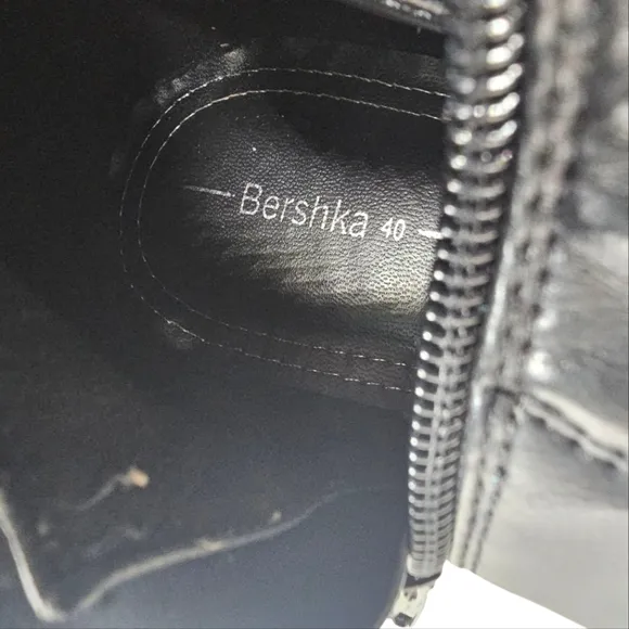 Bershka Over the Knee Faux Leather Chunky Platform Boots Black Moto Grunge 40 9