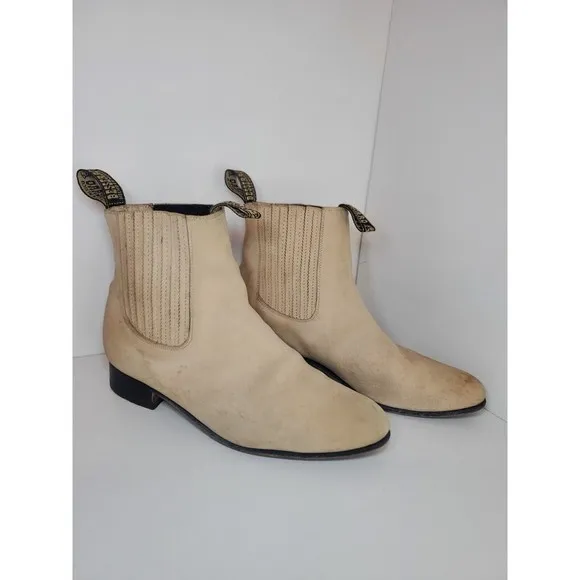 Bessero Mens Sz 10 Short Boots Cream Beige