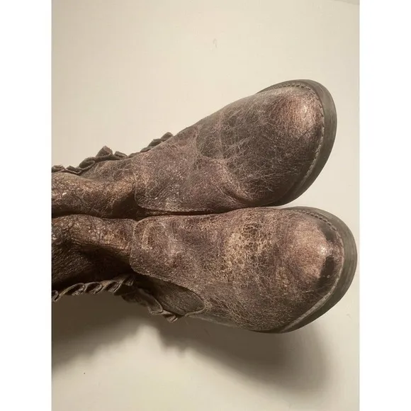 BETSEY Johnson Leather Distressed Short Ankle Boots Shoes Sz 7.5 Brown