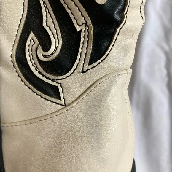 Billini Norva Ivory Black Faux Leather Mid-Calf Cowgirl Western Boots Women's 6