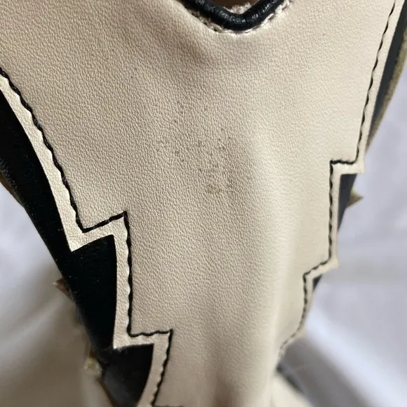Billini Norva Ivory Black Faux Leather Mid-Calf Cowgirl Western Boots Women's 6
