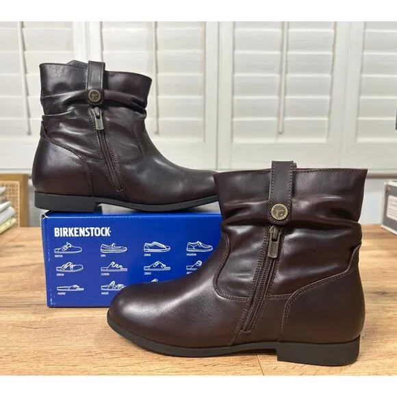 Birkenstock Sarnia Boots Espresso Leather Size 36 EU 5 Ladies NIB Vintage Look