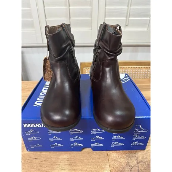 Birkenstock Sarnia Boots Espresso Leather Size 36 EU 5 Ladies NIB Vintage Look