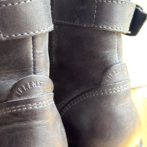 Birkenstock Stowe Leather Boots in Black Nubuck