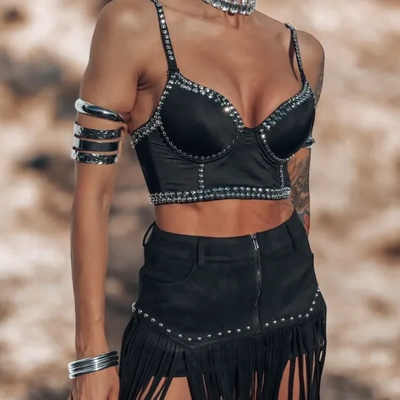 Black Faux Suede Western Fringe Shorts, Festival Shorts, Cowboy Carter Costume