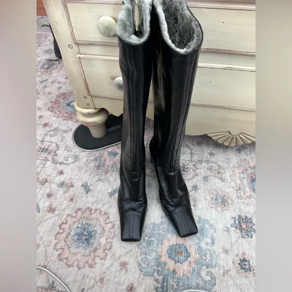 Black Pollini Leather Knee-High Boots