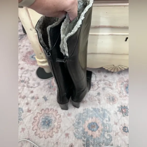 Black Pollini Leather Knee-High Boots