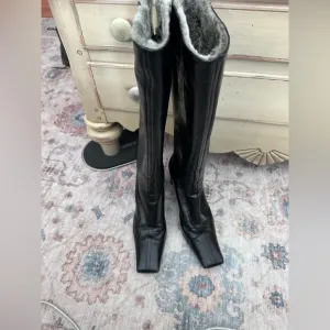 Black Pollini Leather Knee-High Boots