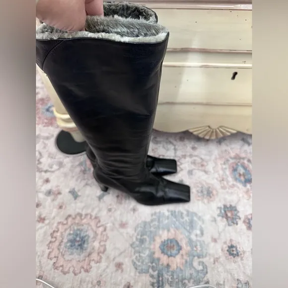 Black Pollini Leather Knee-High Boots