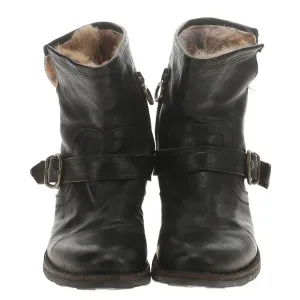Black Winter Rain Boots with Buckle Straps