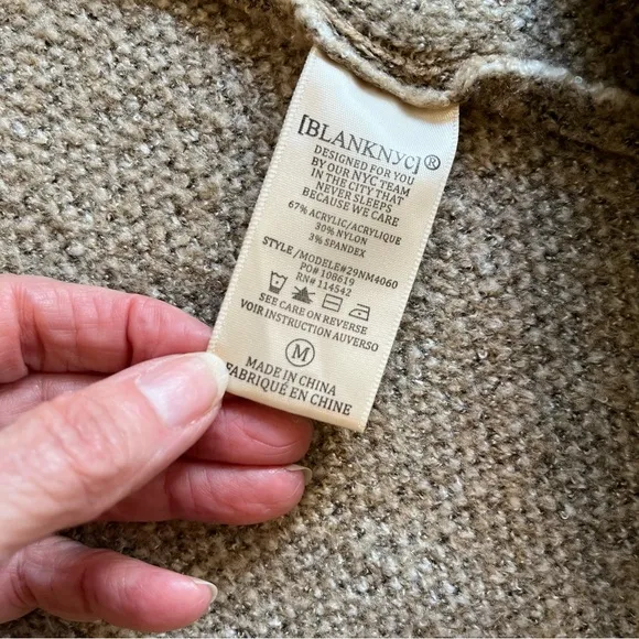 BLANK NYC Count Your Stars Longline Cardigan Tan and White Medium