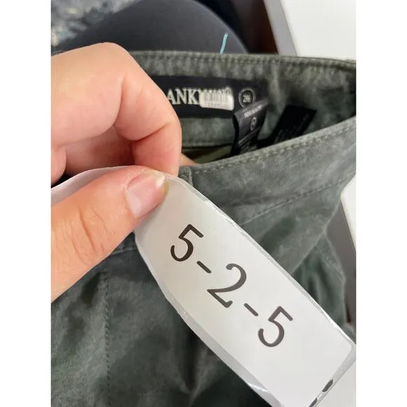 Blank NYC Skirt Womens 26 Green Leather Midi Hunter Front Slit Retro Weathered